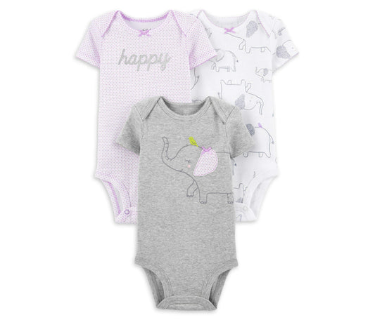 Carter's Child of Mine Baby Girl Short Sleeve Bodysuits, 3-Pack