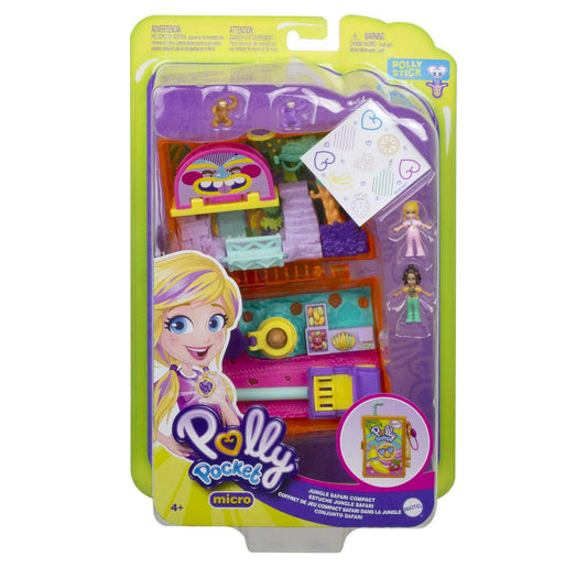 Polly Pocket Jungle Safari Compact, 2 Micro Dolls & Accessories 82848