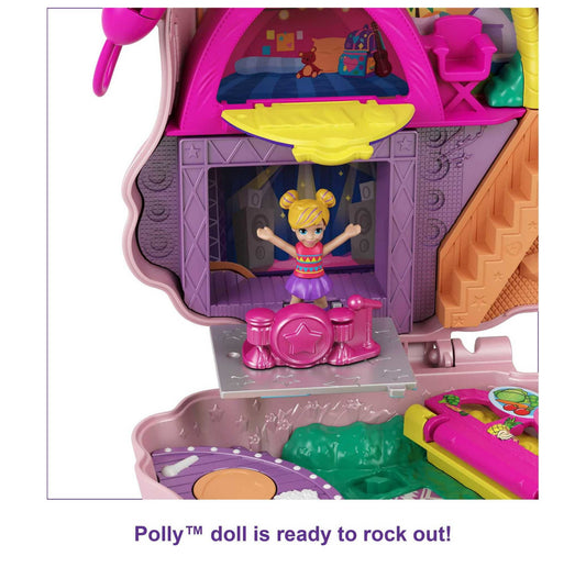 Polly Pocket Llama Music Party Compact, Travel Toy with 2 Micro Dolls & Pet Llamas 82845