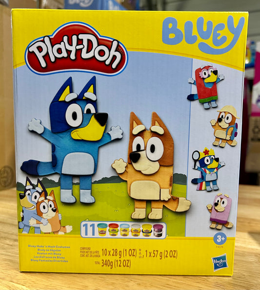 Play-Doh Bluey Make 'n Mash Costumes Playset with 11 Cans, 981359