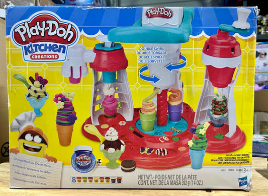 Play-Doh Kitchen Creations Ultimate Swirl Ice Cream Maker Food Set with 8 Cans of Play-Doh 67095