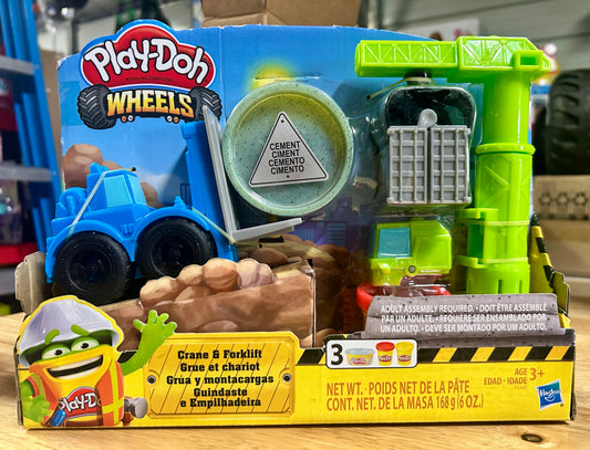 Play-Doh Wheels Crane and Forklift, Cement Buildin' Compound + 2 Colors (6 oz) 78400