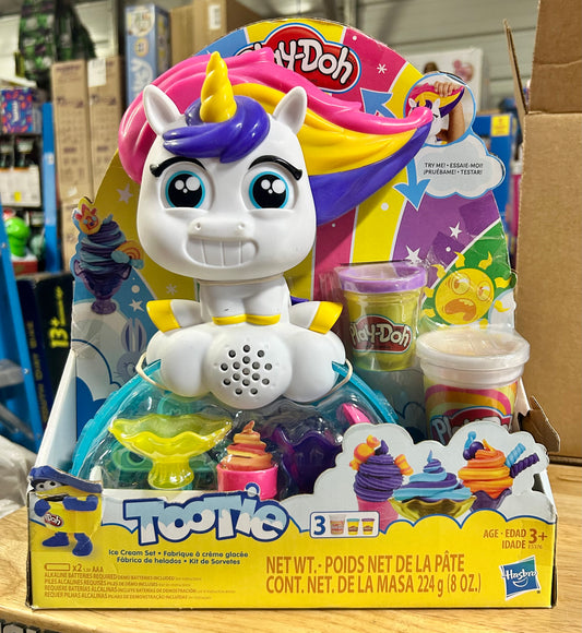 Play-Doh Tootie the Unicorn Ice Cream Set, 3 Cans of Color Swirl (8 oz) 809530