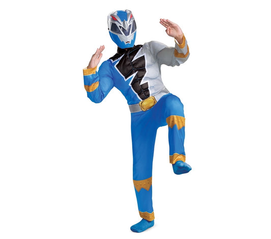Power Rangers Blue Ranger Dino Fury Classic Muscle Boys Size M 8-10 Dress Up Halloween Costume 02678