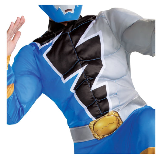 Power Rangers Blue Ranger Dino Fury Classic Muscle Boys Size M 8-10 Dress Up Halloween Costume 02678