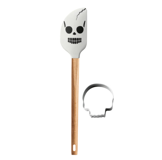 Halloween Skull Spatula with Coordinating Stainless Cookie Cutter, 2 - Piece Set 11892