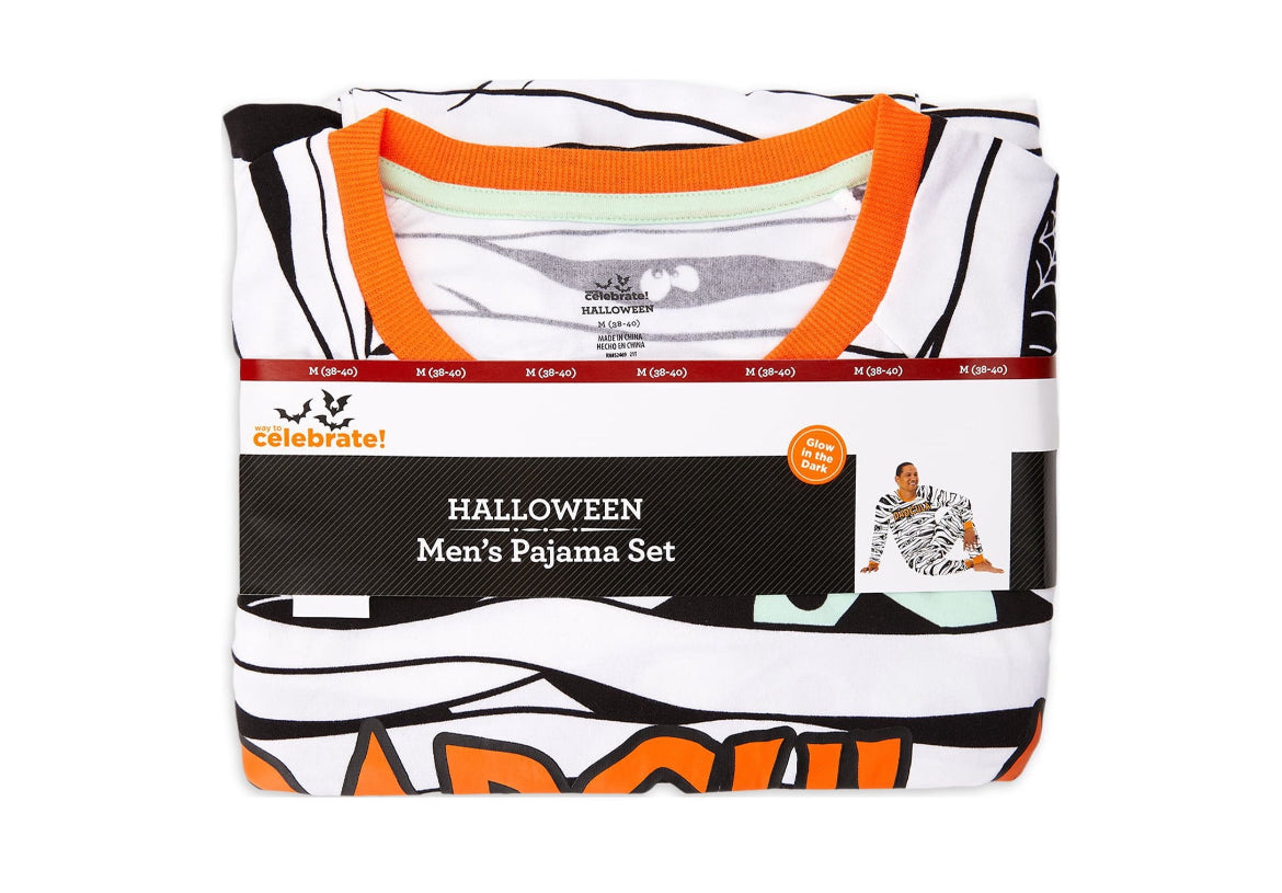 Halloween Men’s Family Glow-in-the-Dark Pajama Set, 2-Piece
