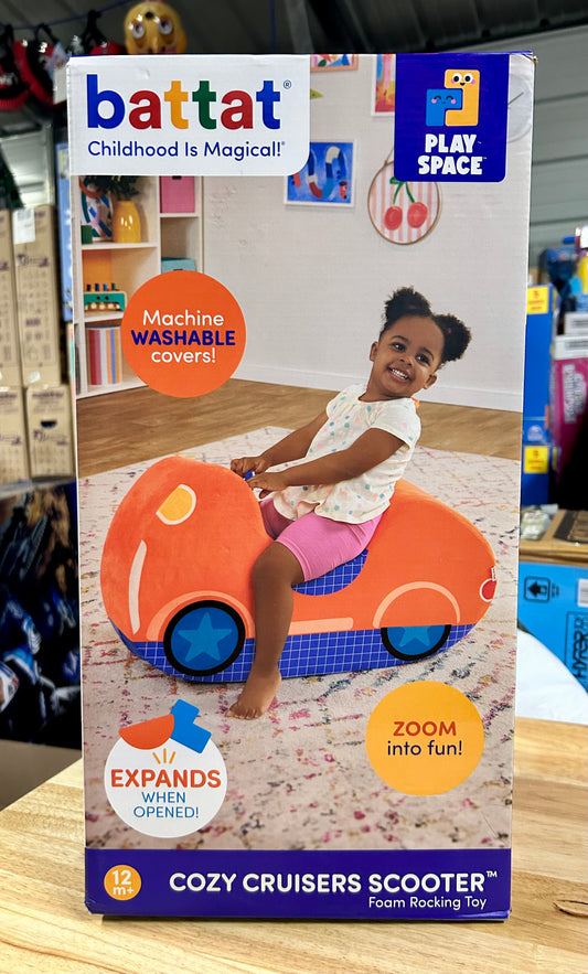 Battat Cozy Cruisers Scooter Foam Orange Ride-On Toy with Washable Cover 50735