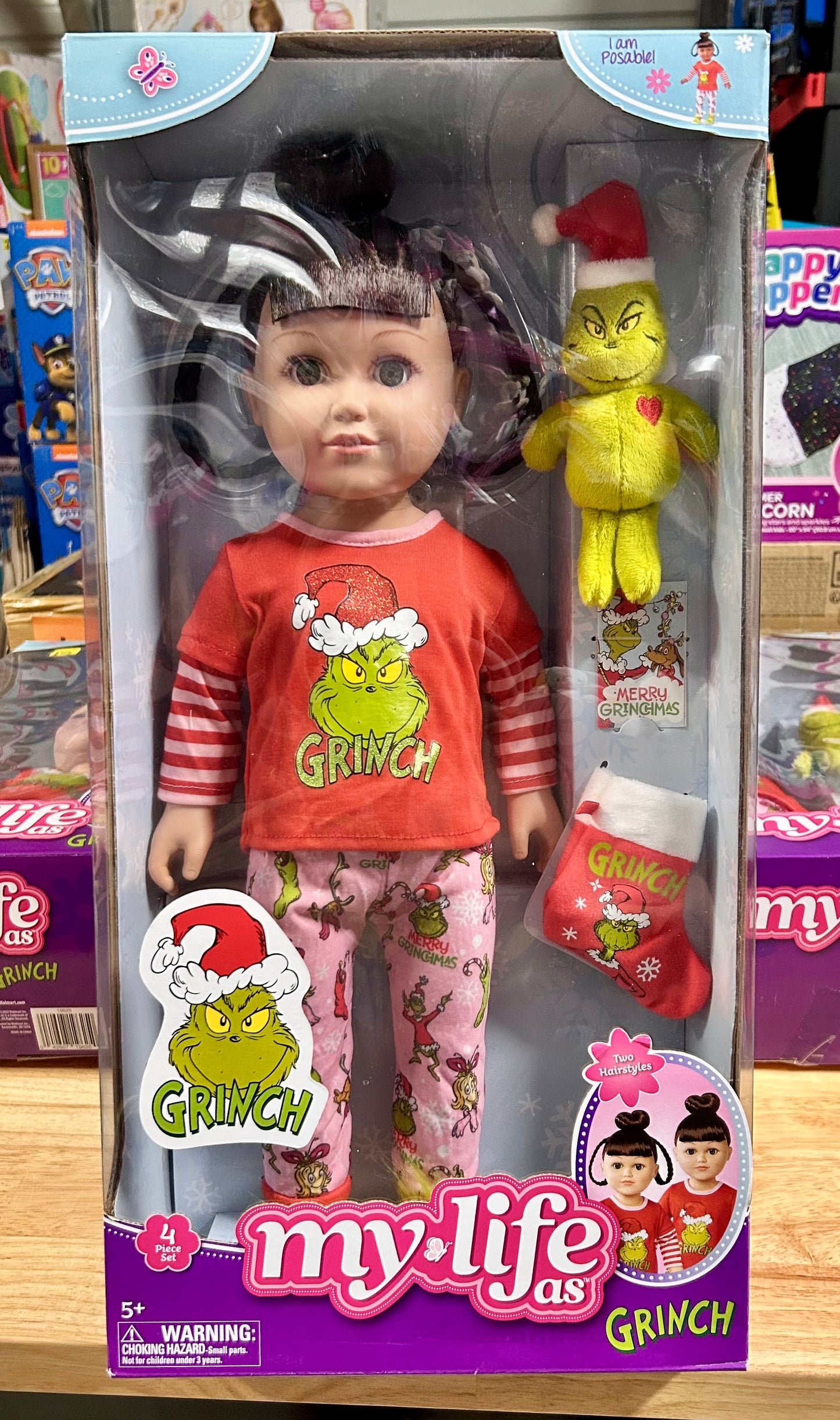 My Life As Poseable Grinch Sleepover 18 inch Doll, Brunette Hair, Green Eyes 19625