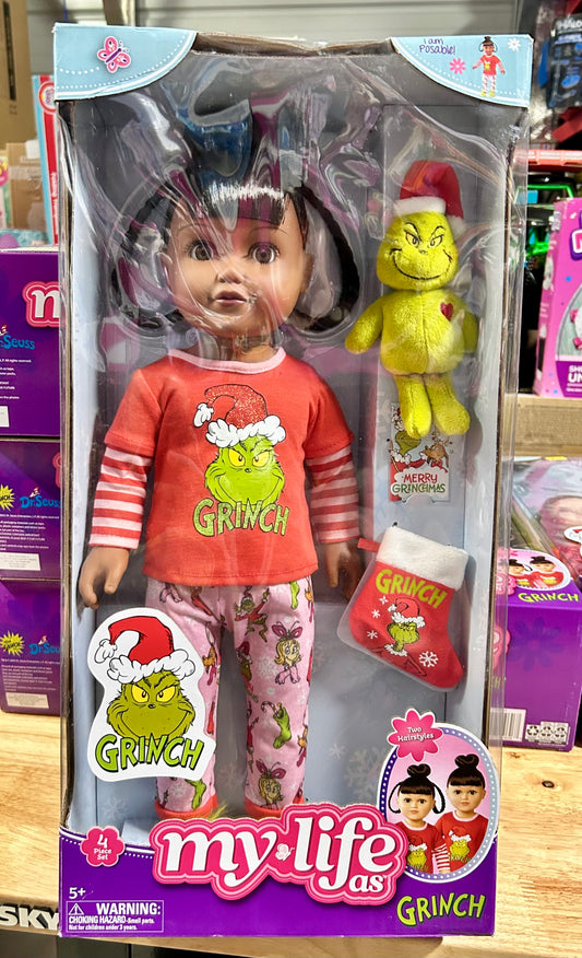 My Life As Poseable Grinch Sleepover 18 inch Doll, Dark Brunette Hair, Brown Eyes