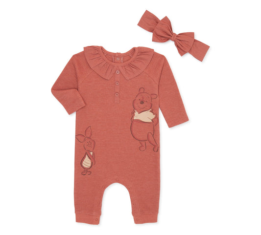 Winnie The Pooh Baby Girl Romper and Headband Set 2-Piece