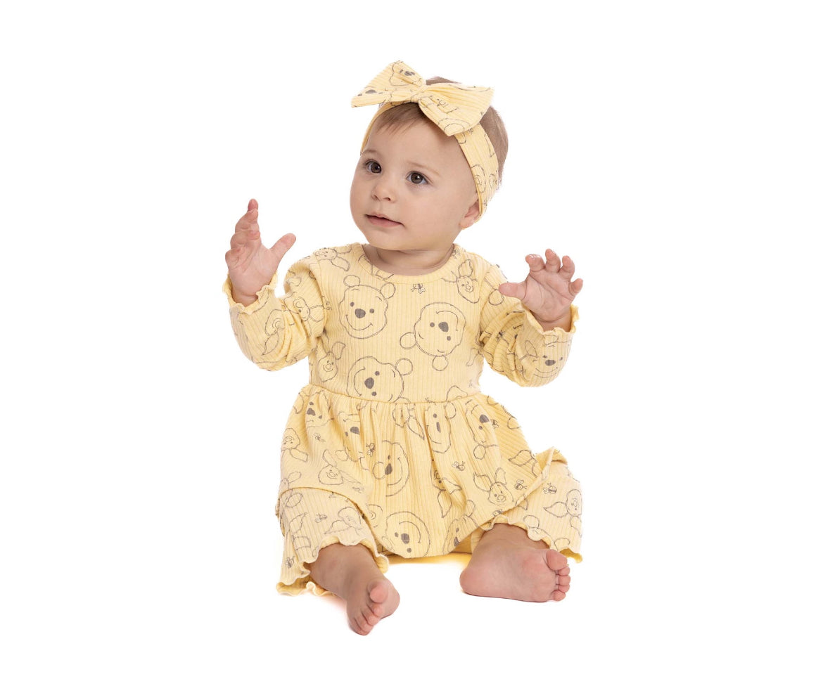 Disney Winnie the Pooh Baby Girls Top, Pants and Headband, 3-Piece Set