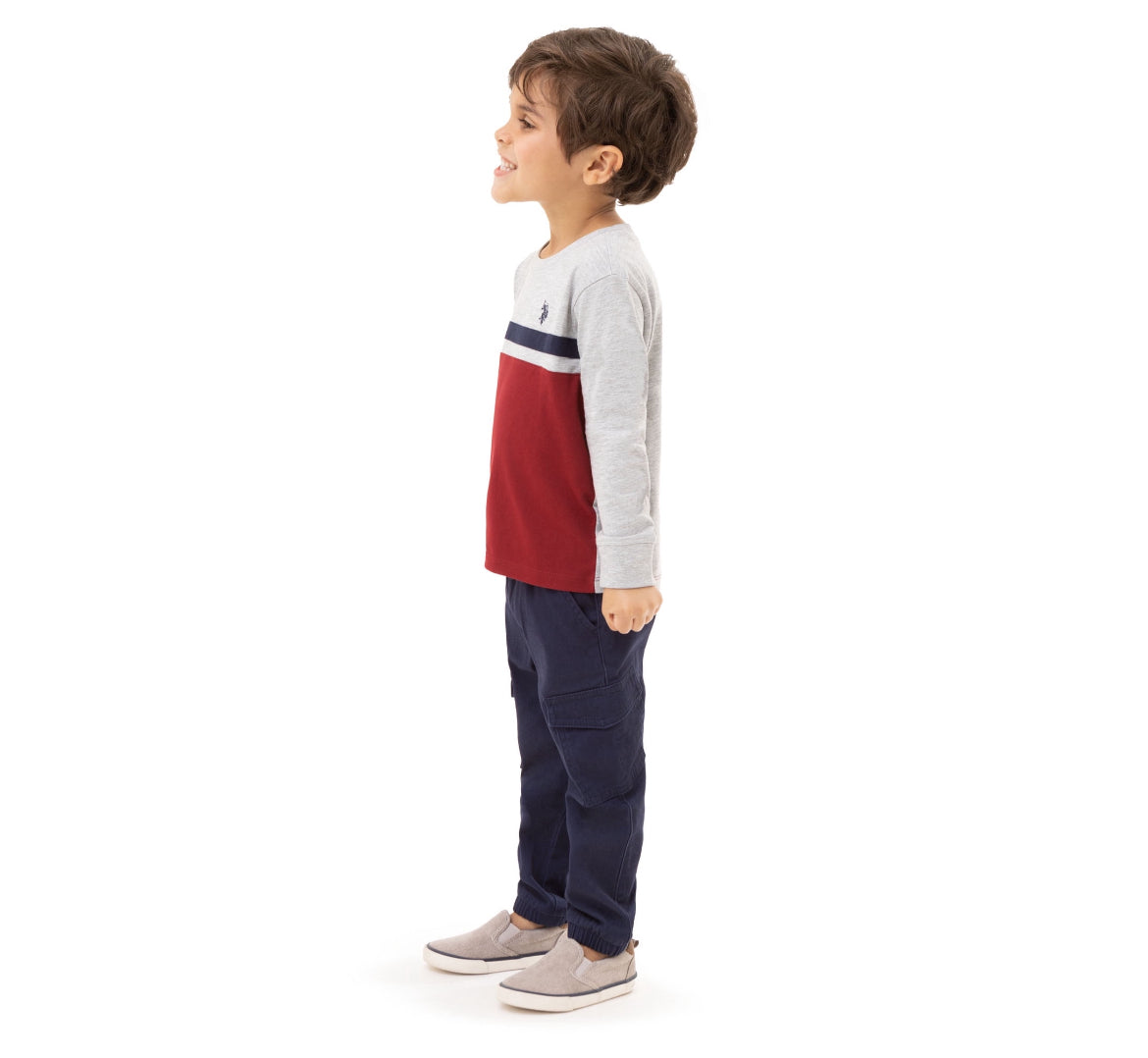 U.S. Polo Assn. Toddler Boy Colorblock Long Sleeve T-Shirt