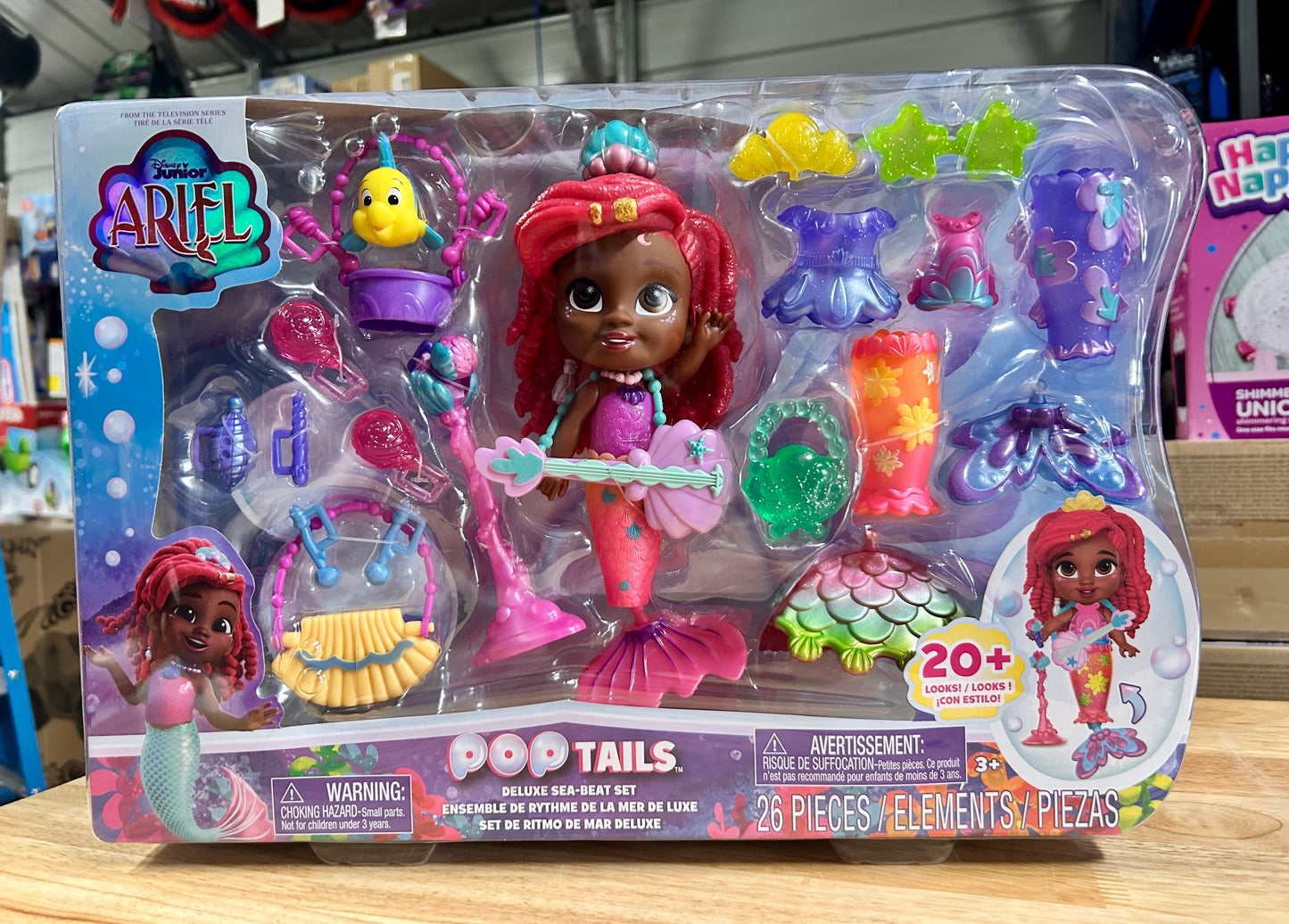 Disney Junior Ariel Pop Tails Deluxe Sea-Beat 7-inch Figure Set 39944