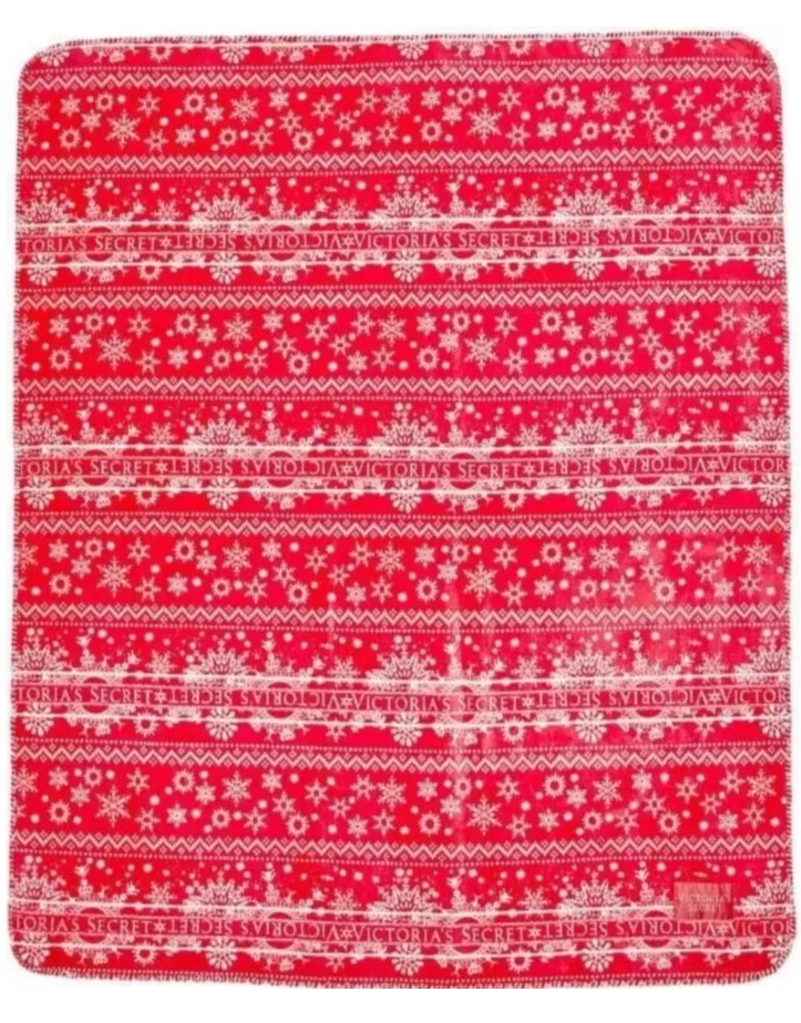 Victoria’s Secret Sherpa Holiday Blanket Soft Red & White 60”x50” 997222