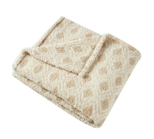 Lightweight Sherpa Tan Throw 50 x 60” Blanket 271729