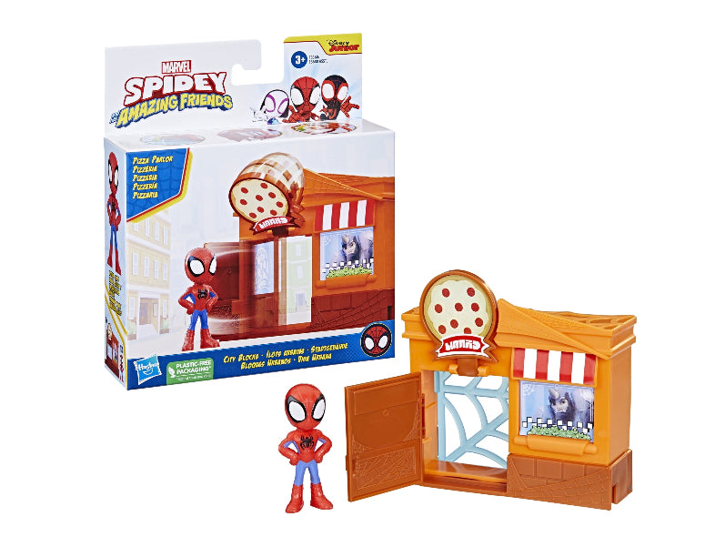 Marvel Spidey and His Amazing Friends City Blocks Spidey Pizza Parlor Kids Playset 139153