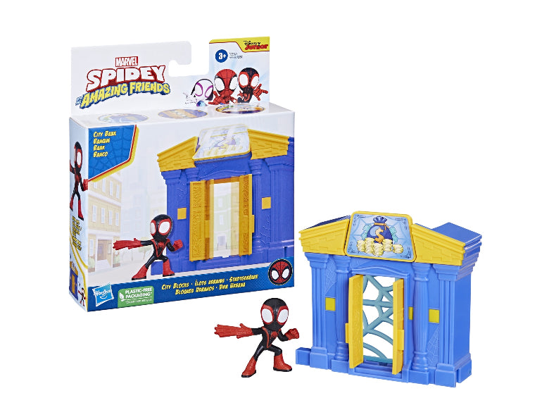 Marvel Spidey and His Amazing Friends City Blocks, Miles Morales: Spider-Man City Bank Kids Playset 139177