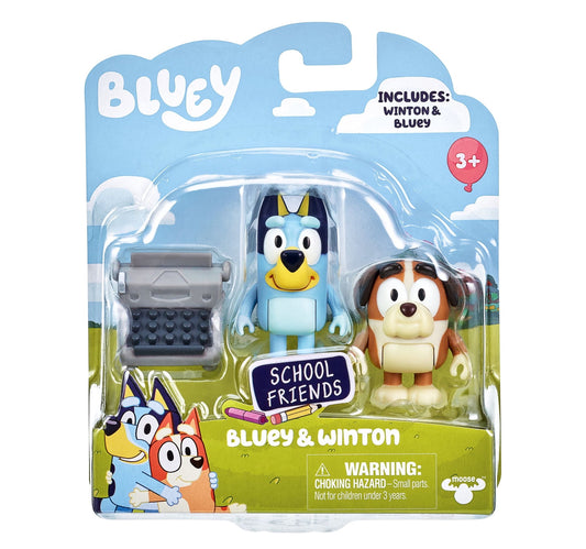 Bluey, School Friends Winton & Bluey, 2-Pack, 2.5” Figures 17342
