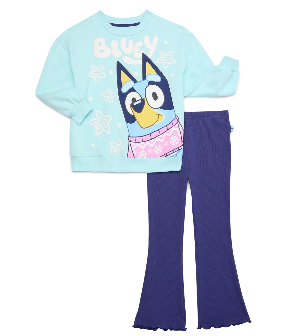 Bluey Toddler Girls Graphic Sweatshirt and Flare Leggings Set, 2-Piece