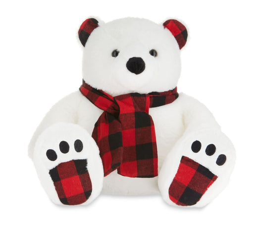 White Holiday Plush 24” Bear with Scarf 07752