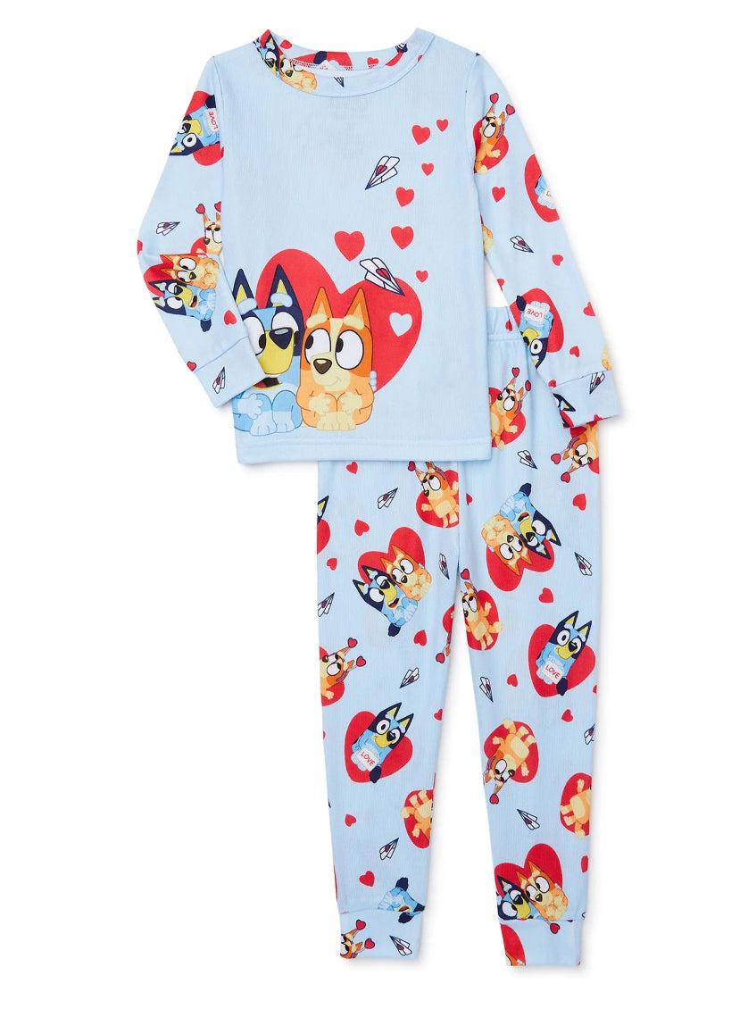 Bluey Toddler Unisex Valentine's Day Pajama Set, 2-Piece