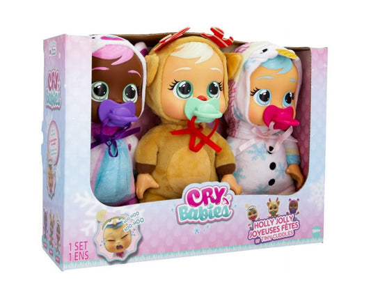 Cry Babies Tiny Cuddles Holly Jolly Edition 3pk 9” Baby Dolls 917392