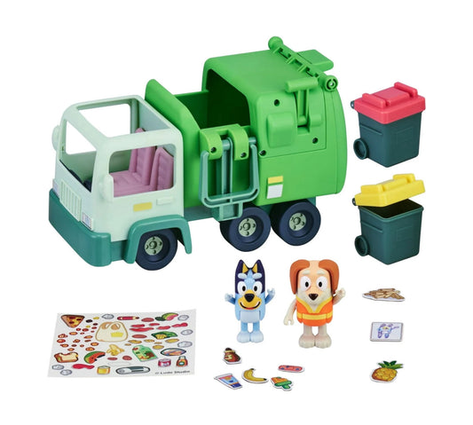 Bluey, Garbage Truck Vehicle Playset, Bluey and Bin Man 2.5-3” Figures 17170
