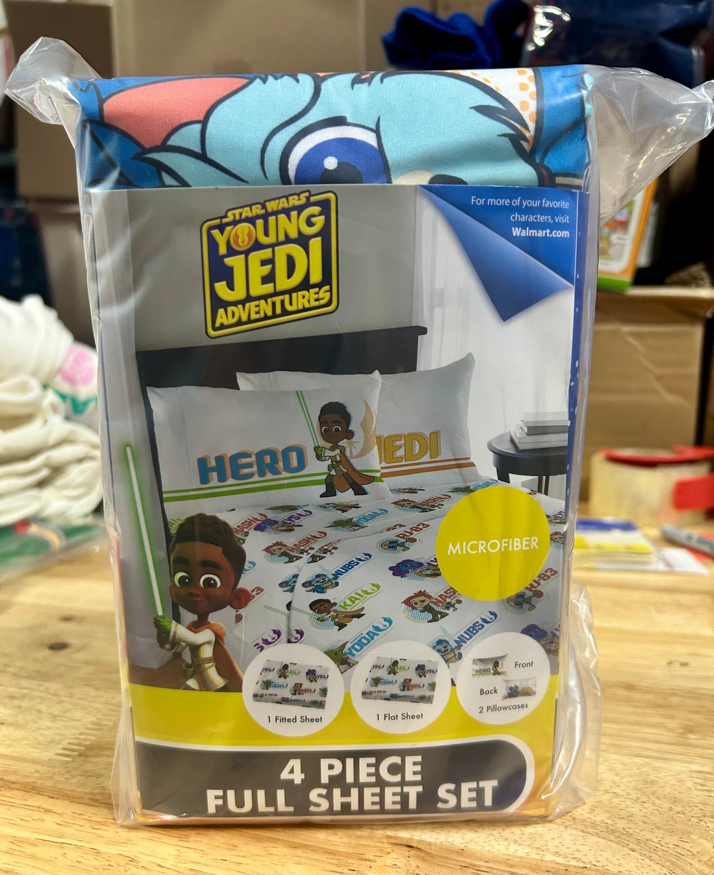 Young Jedi Kids 4-Piece Full Sheet Set, Microfiber, White, Star Wars 22379