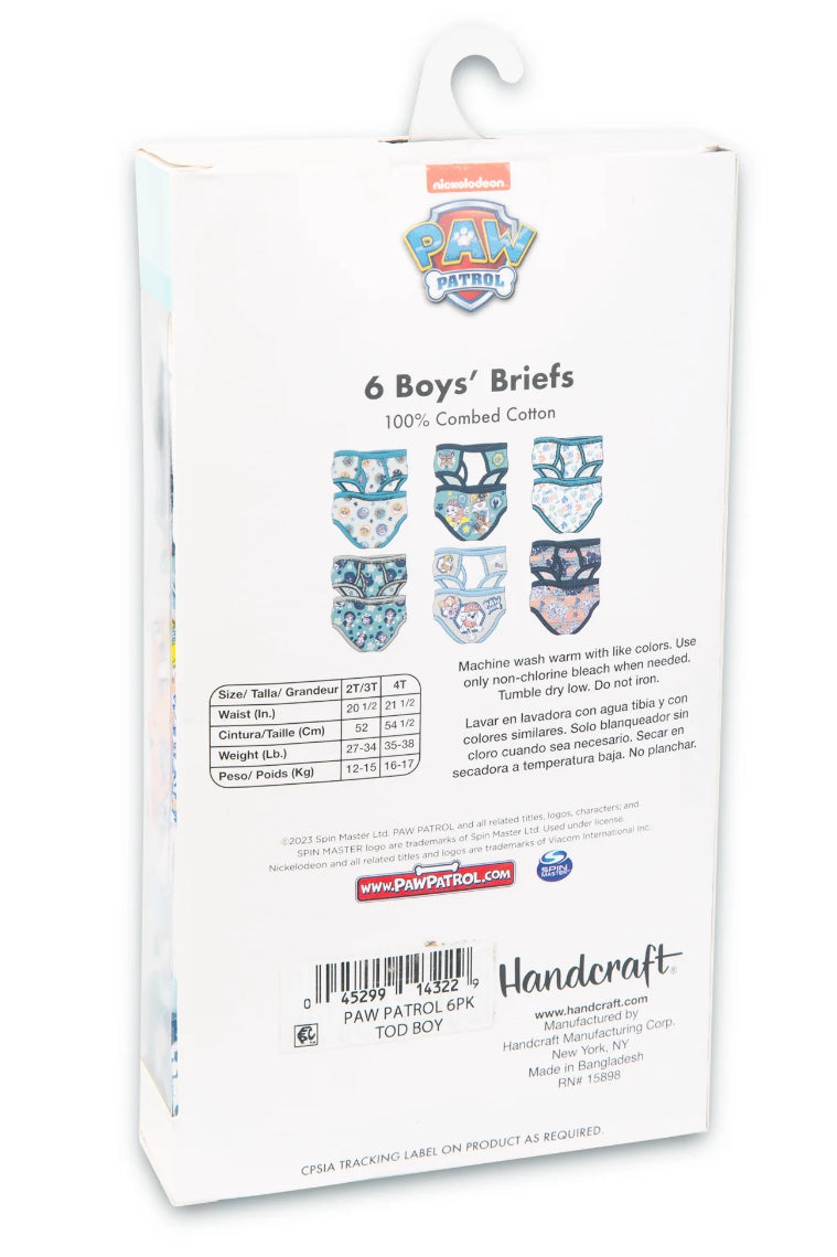 Paw Patrol Toddler Boy Briefs, 6 Pack