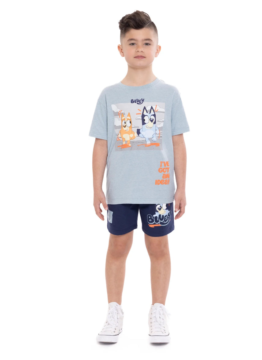Bluey Boys' Short Sleeve Graphic Tee and Shorts Set, 2-Piece
