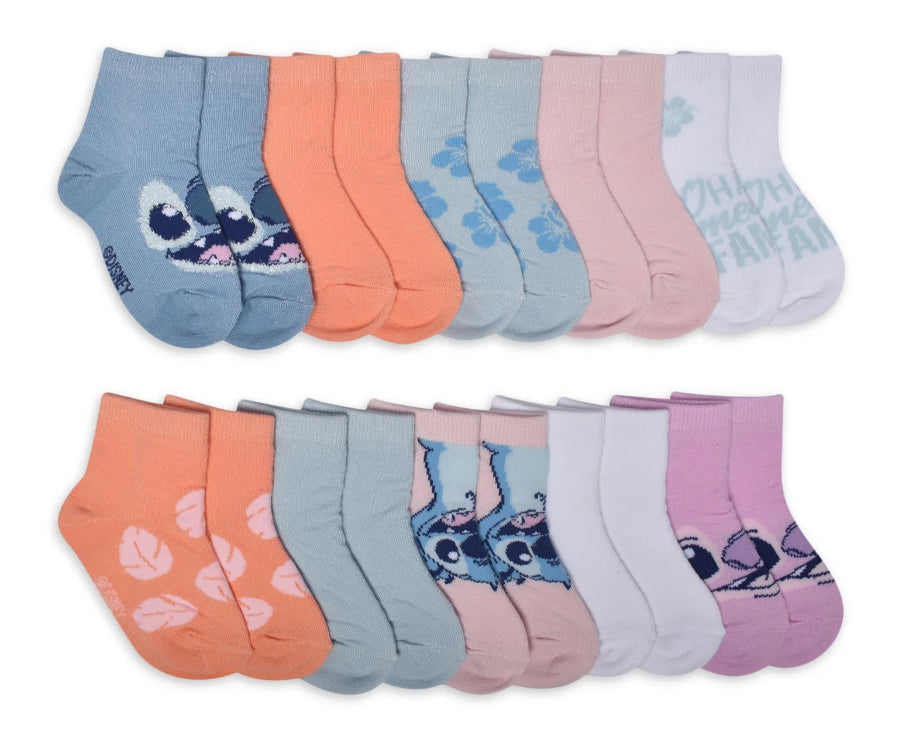 Disney Stitch Character Toddler Ankle Socks, 10-Pack