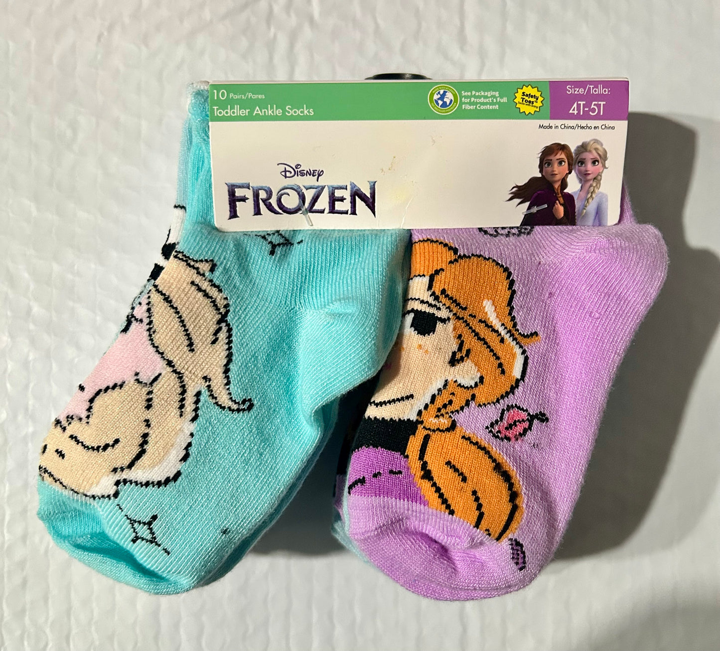 Disney Frozen Character Toddler Ankle Socks, 10-Pack