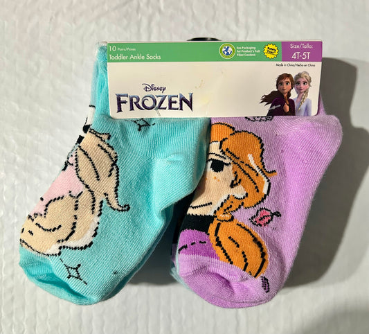 Disney Frozen Character Toddler Ankle Socks, 10-Pack