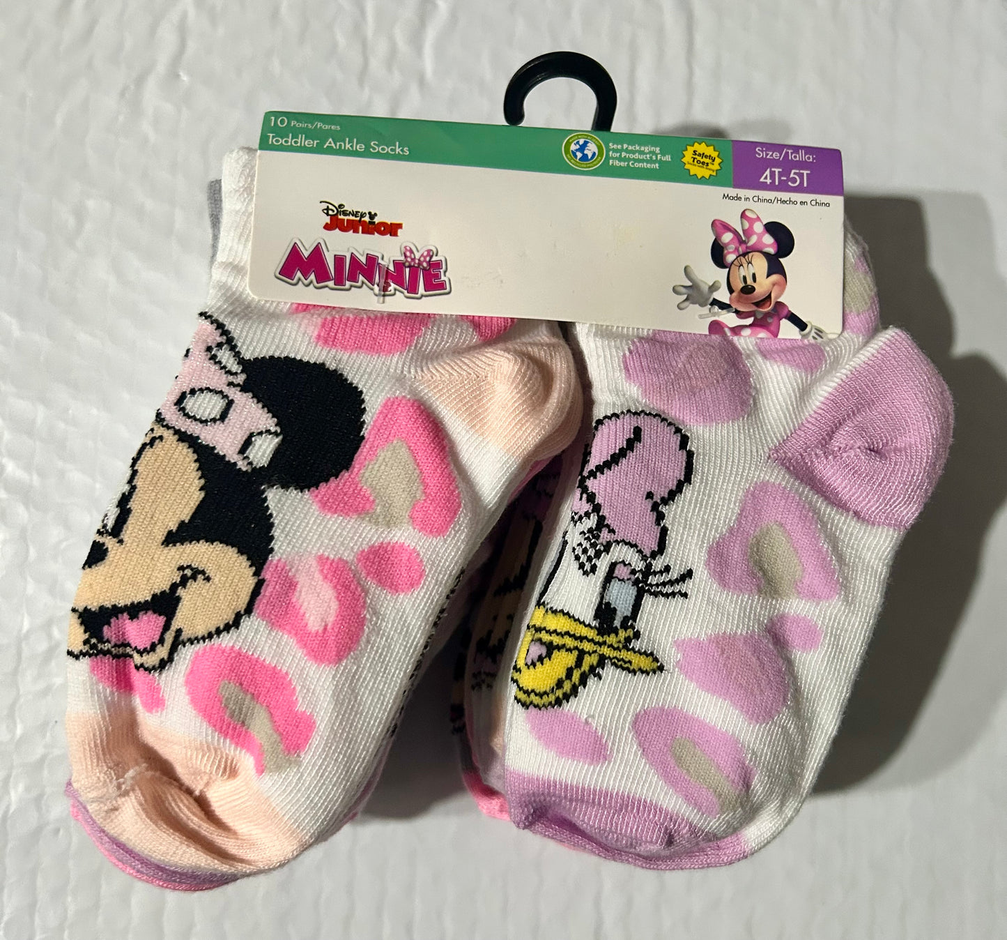 Disney Minnie Mouse Character Toddler Ankle Socks, 10-Pack
