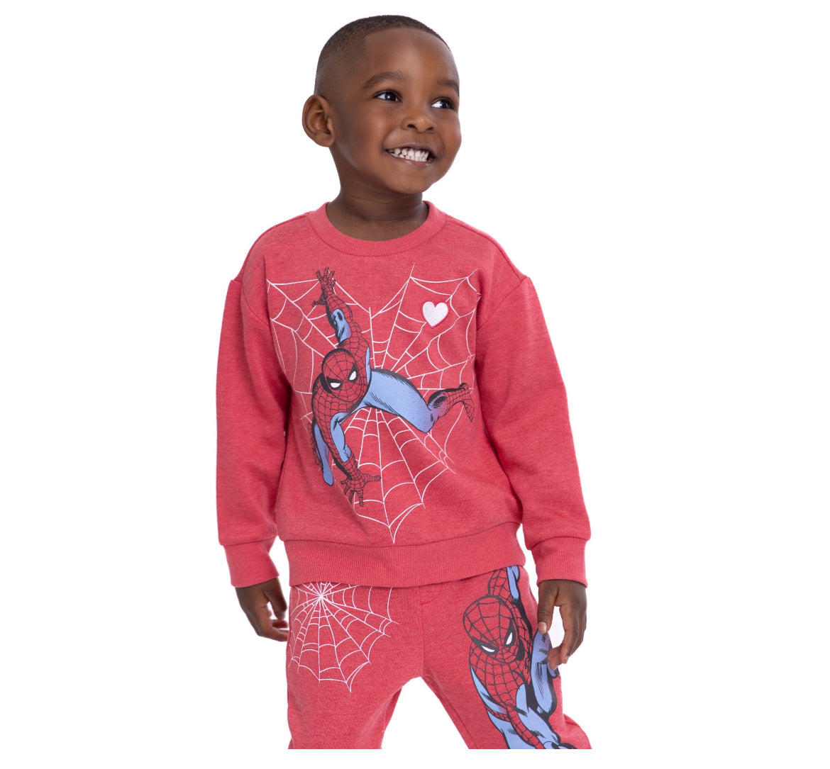 Spiderman Valentine’s Day Crewneck Sweatshirt and Joggers Set, 2-Piece Set