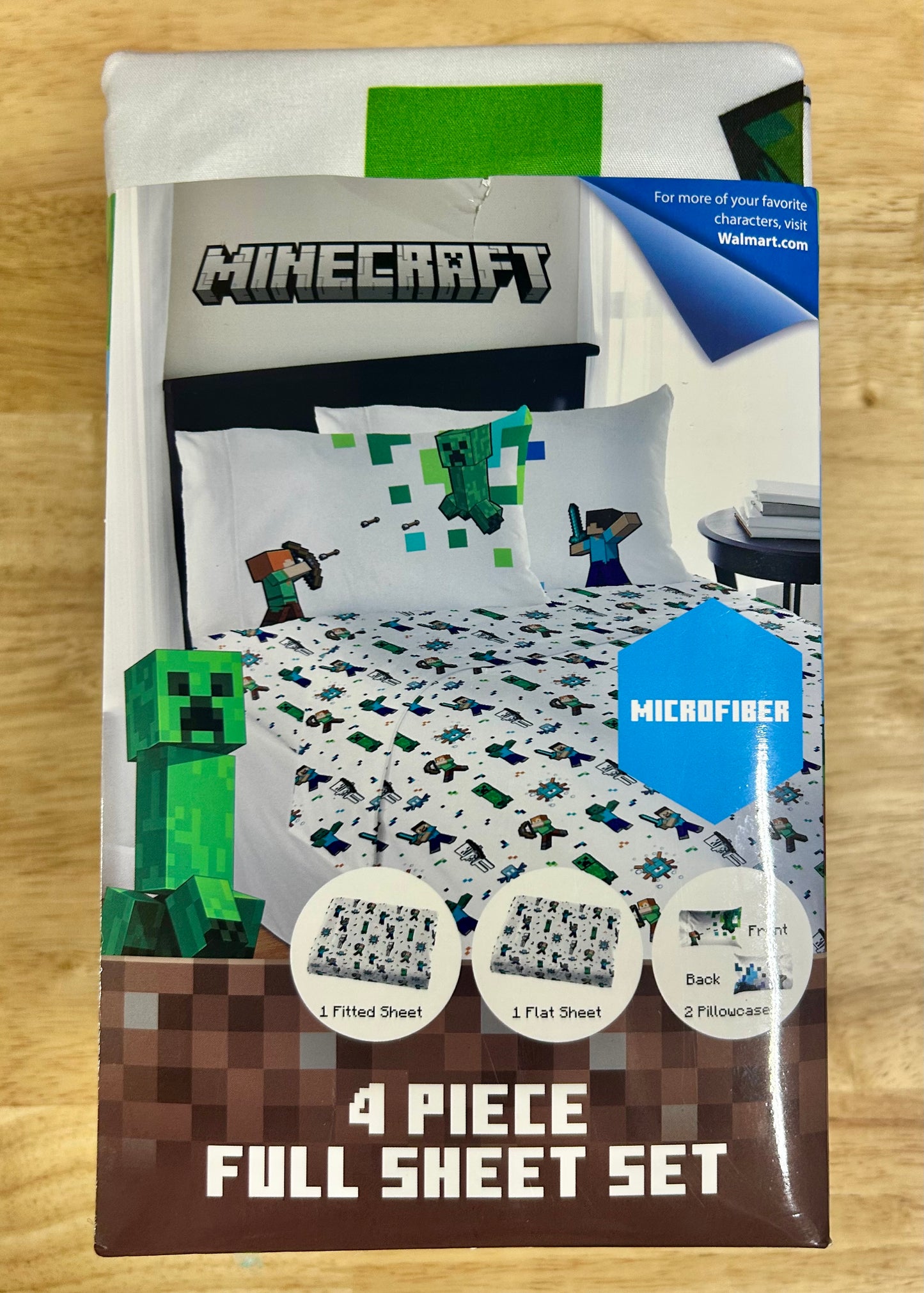 Minecraft Kids 4-Piece Full Sheet Set, Microfiber 24359