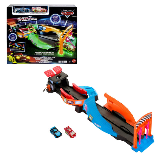 Disney Pixar Cars Glow Racers Launch & Criss-Cross Playset with 2 Glow-in-the-Dark Vehicles 15673
