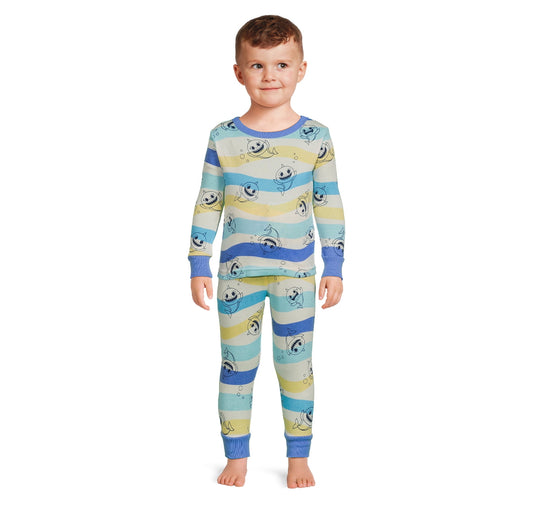 Baby Shark Character Snug Fit Pajamas Long Sleeve Pant Set