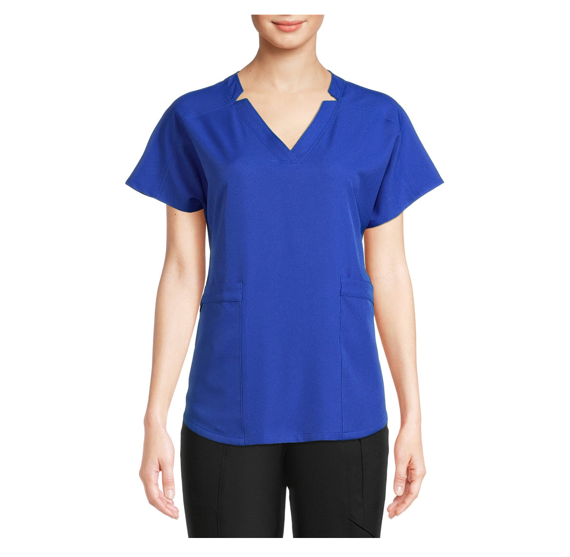 ClimateRight Women’s Woven Twill V-Neck Scrub Top with Silver Ion Anti-Bacterial Technology
