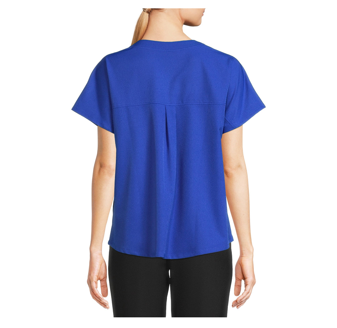 ClimateRight Women’s Woven Twill V-Neck Scrub Top with Silver Ion Anti-Bacterial Technology