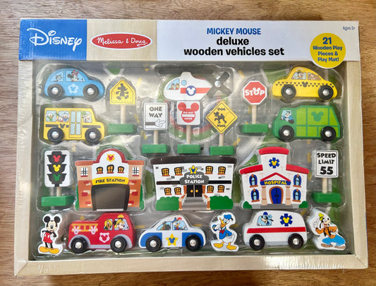 Melissa & Doug Disney Mickey Mouse Deluxe Wooden Vehicles Set