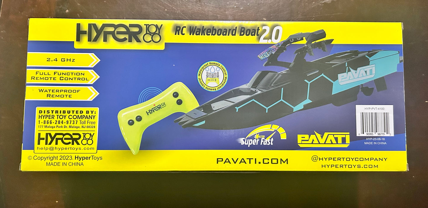 Electric Blue and Black Pavati 2.0 Remote Control Wakeboard Boat 1:18 Scale 98779