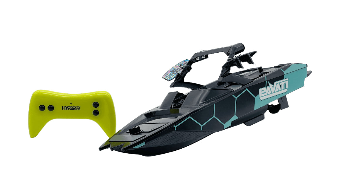 Electric Blue and Black Pavati 2.0 Remote Control Wakeboard Boat 1:18 Scale 98779