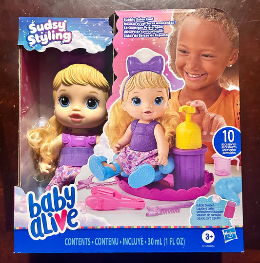 Baby Alive Sudsy Styling 14” Doll Blonde Hair 126896