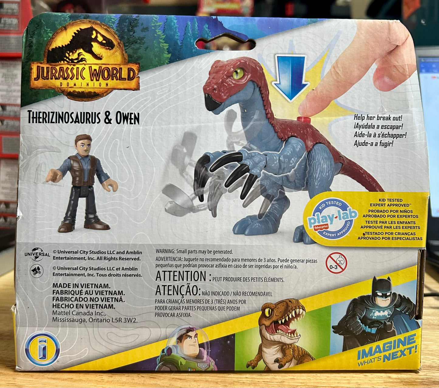 Imaginext Jurassic World Dominion Therizinosaurus Dinosaur & Owen Grady Poseable Figure Set 93349