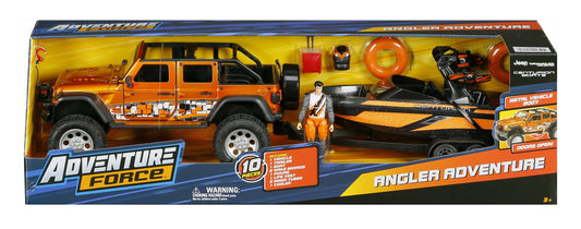 Adventure Force Angler Adventure Metal Jeep Truck and Sport Boat Vehicle Playset 21642