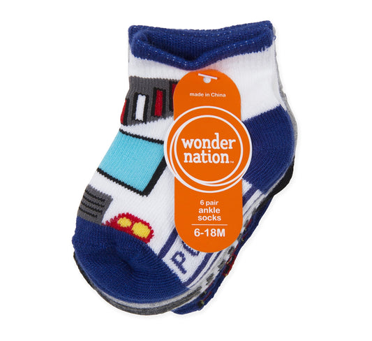 Wonder Nation Boys Shorty Sock, 6 pack