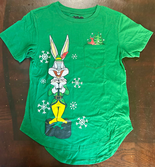 Bugs Bunny Christmas Elf Green Tee