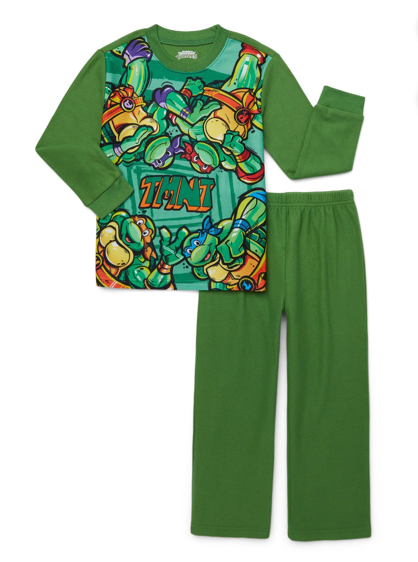 Teenage Mutant Ninja Turtles Boys Long Sleeve Top and Pants Pajama Set, 2-Piece